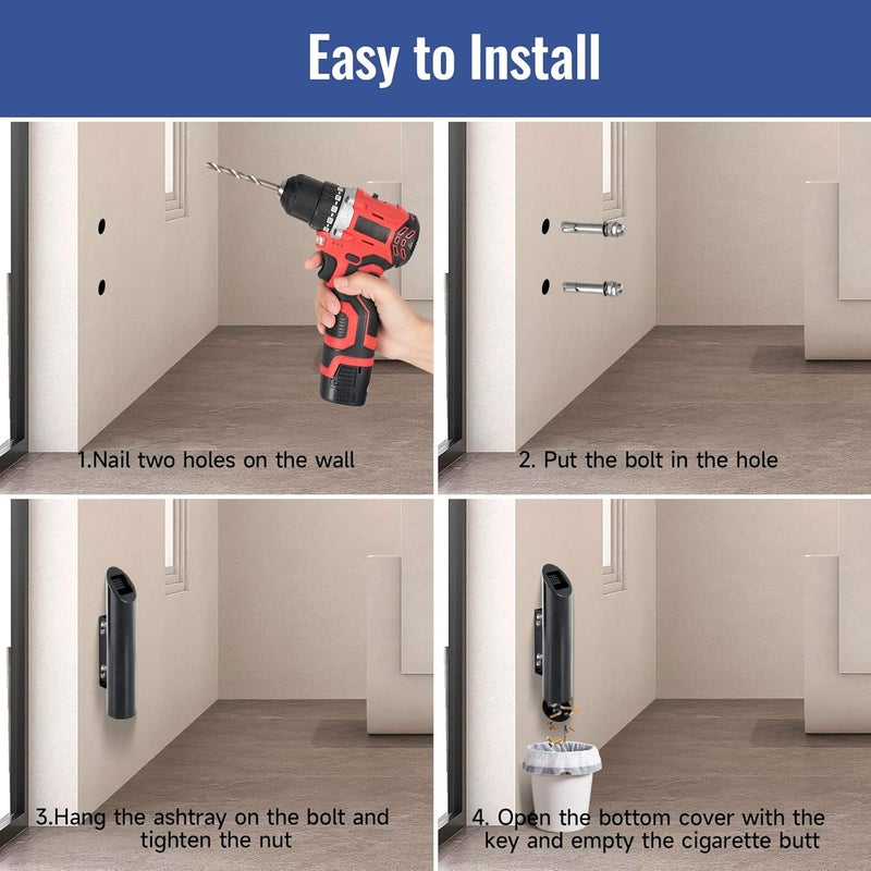 Dashu Wall Mounted Outdoor Cigarette Butt Receptacle.Cigarette Disposal Container,Cigarette Butt Can for Outside,Smokeless Ashtray Keep Your Patio Space Clean - Image 3